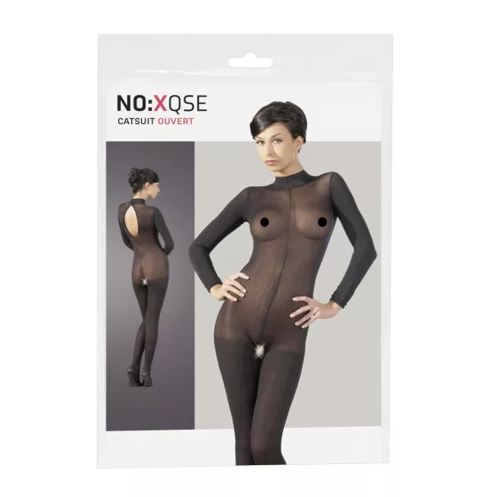 NO:XQSE - erotický catsuit - čierna sieťovina - M/L