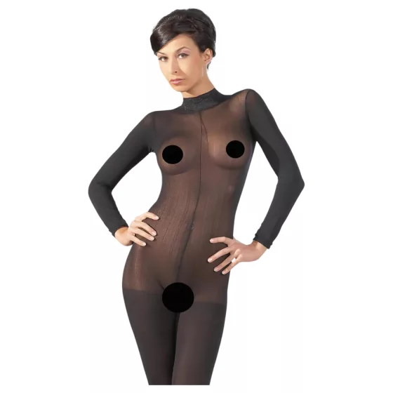 NO:XQSE - erotický catsuit - čierna sieťovina - M/L