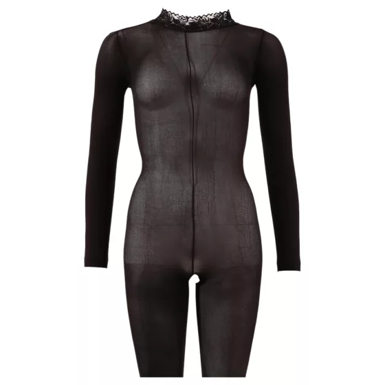 NO:XQSE - erotický catsuit - čierna sieťovina - XL/XXL