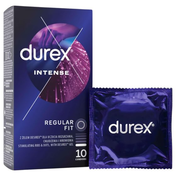 Durex Intense - rebrovaný a bodkovaný kondóm (10 ks)