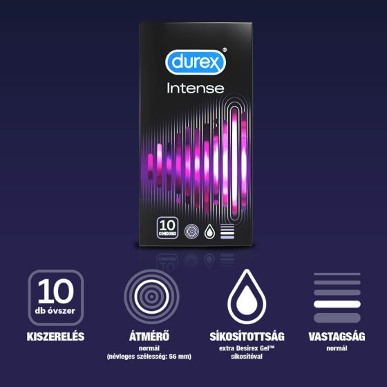 Durex Intense - vrúbkované a bodkované kondómy (10ks)
