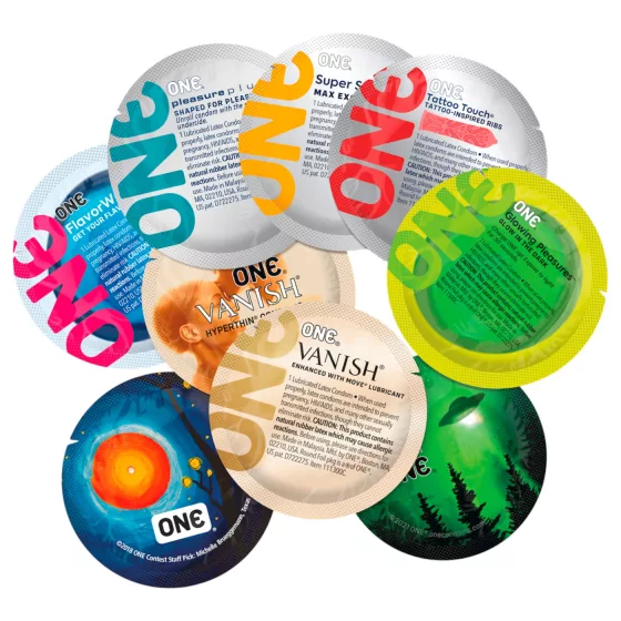 ONE - kondómy - mix príchutí a typov - 12 ks