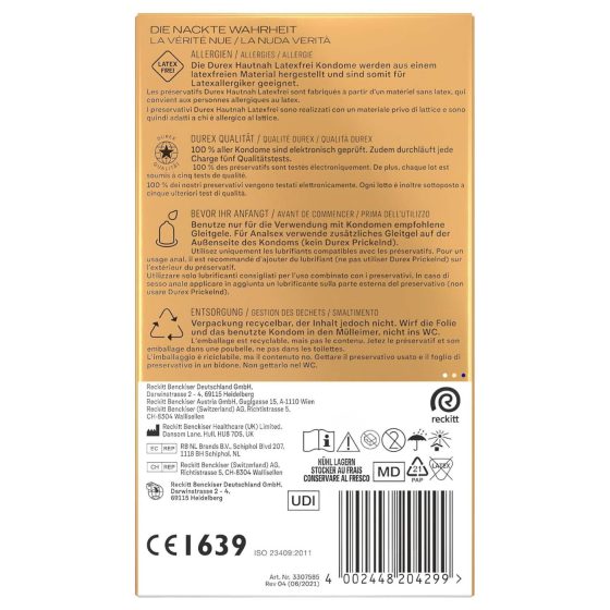 Durex Hautnah - latexový kondóm - bez latexu - 10 ks