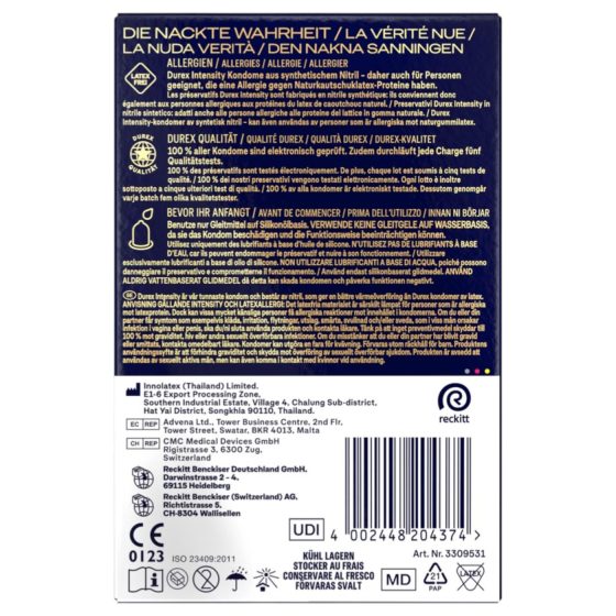 Durex Intensity - ultra tenké bezlatexové kondómy - 20 ks