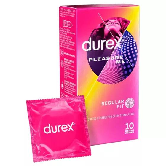 Durex Pleasure Me - kondóm - vrúbkovaný, bodkovaný - 10 ks