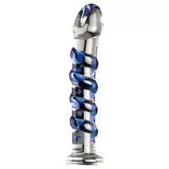   Icicles No. 5 - sklenené dildo - špirála - priehľadné/modré