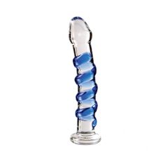   Pipedream Icicles No. 5 - sklenené špirálovité dildo (priesvitné-modré)