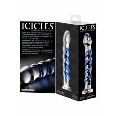   Pipedream Icicles No. 5 - sklenené špirálovité dildo (priesvitné-modré)