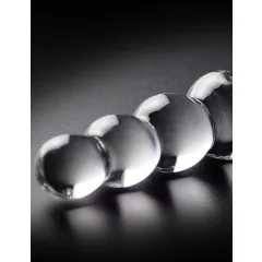 Icicles No. 2 - sklenené dildo s guľkami - priehľadné