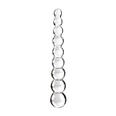 Icicles No. 2 - sklenené dildo s guľkami - priehľadné