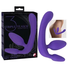   You2Toys - Triple, pripínateľné dildo bez popruhu (fialové)