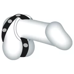  Bad Kitty - kožený erekčný krúžok na semenníky a penis - čierny