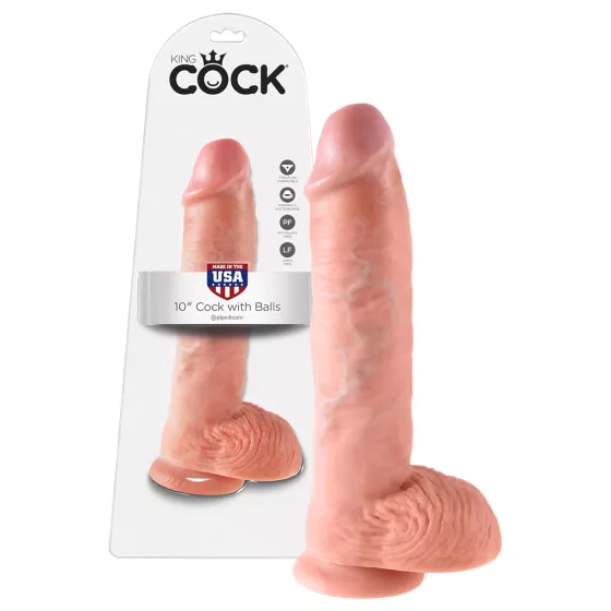King Cock - realistický dildo s semenníkmi - 25 cm - telová farba