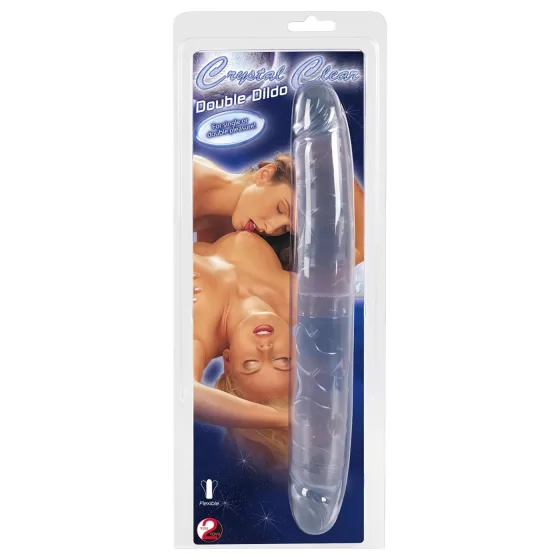 Kryštál - dvojité dildo - sklo - 34 cm