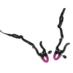   Bad Kitty - nohavičky s klipsami na klitoris fialovo-čierne (S-L)