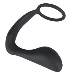 Black Velvet análny kolík s krúžkom na penis (čierny)
