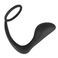 Black Velvet análny kolík s krúžkom na penis (čierny)