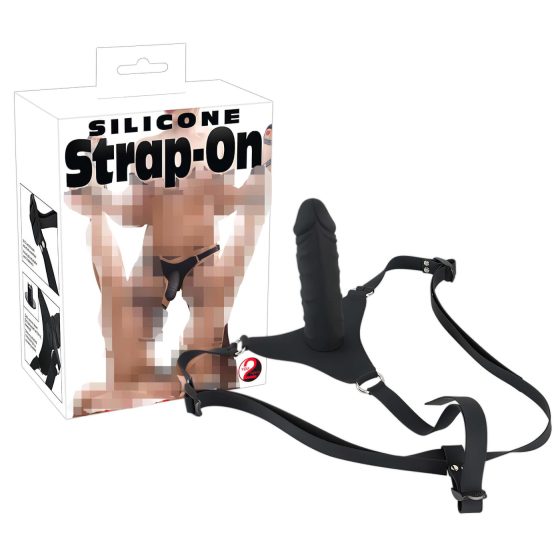 You2Toys - Silikónový Strap-On - pripínací dildo (čierny)