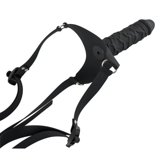 You2Toys - Silikónový Strap-On - pripínací dildo (čierny)