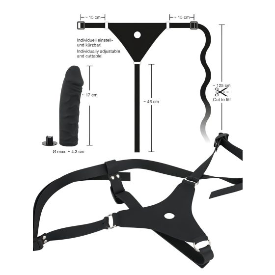 You2Toys - Silikónový Strap-On - pripínací dildo (čierny)