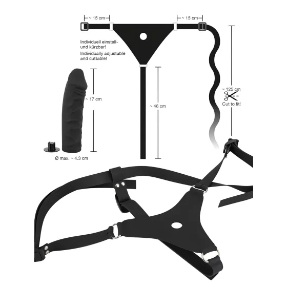 You2Toys - Silikónový Strap-On - pripínací dildo (čierny)