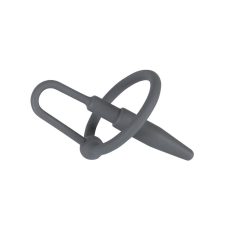   Penisplug - silikónový krúžok na žaluď s uretrálnym kužeľom (sivý)
