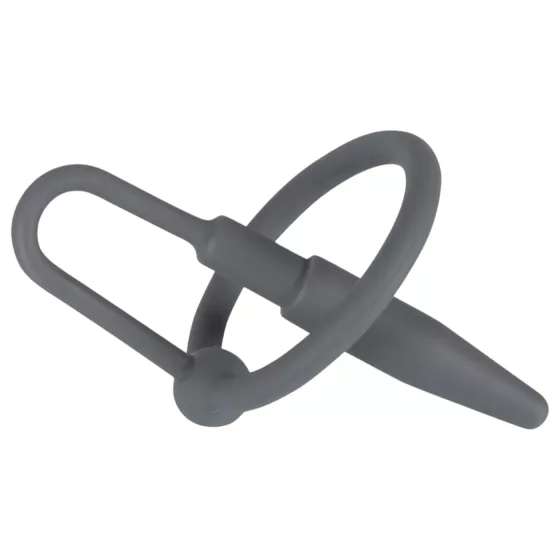Penisplug - dilatátor na penis so silikónovým krúžkom - šedý