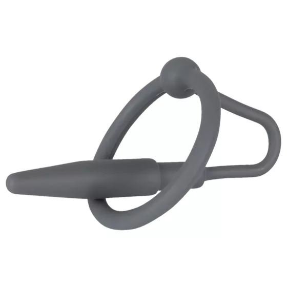 Penisplug - dilatátor na penis so silikónovým krúžkom - šedý