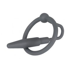   Penisplug - silikónový krúžok na žaluď s uretrálnym kužeľom (sivý)