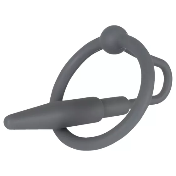 Penisplug - dilatátor na penis so silikónovým krúžkom - šedý