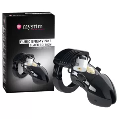   mystim Black Edition - elektro klietka na penis - Pubic Enemy No 1 - čierna