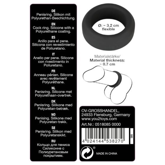 Black Velvet - hrubostenný erekčný krúžok (3,2 cm) - čierny