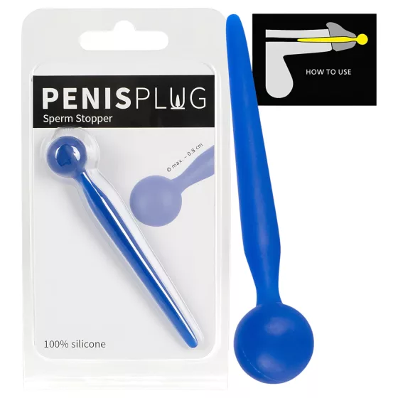 Dilator Sperm Stopper - dilatátor s guľôčkou - silikónový - modrý