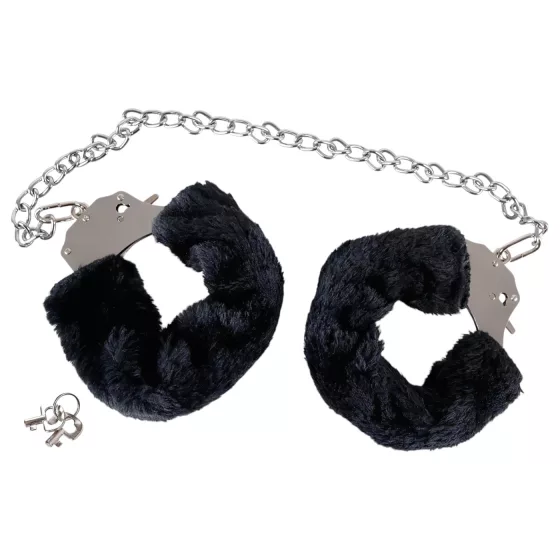 You2Toys - Plyšové putá s dlhou retiazkou - čierne