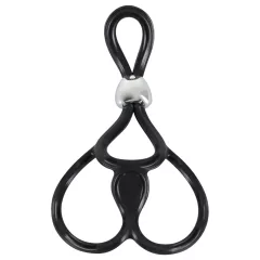   You2Toys - nastaviteľný trojitý krúžok na penis a semenníky - čierny