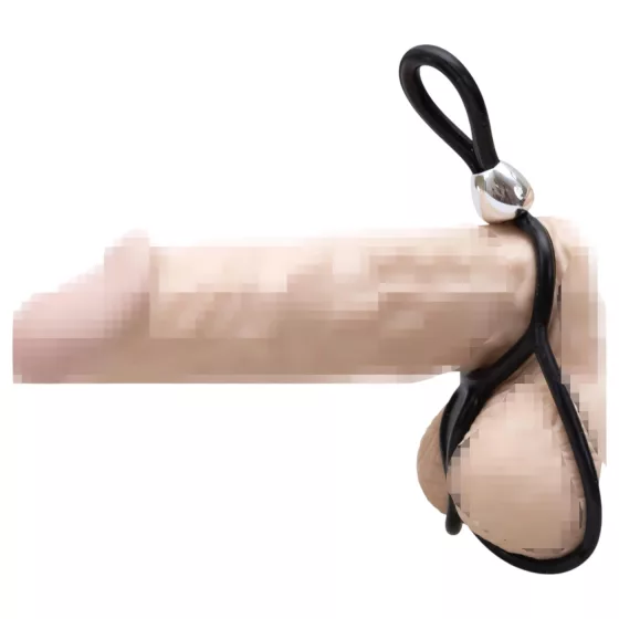 You2Toys - nastaviteľný trojitý krúžok na penis a semenníky - čierny