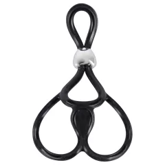   You2Toys - nastaviteľný trojitý krúžok na penis a semenníky - čierny