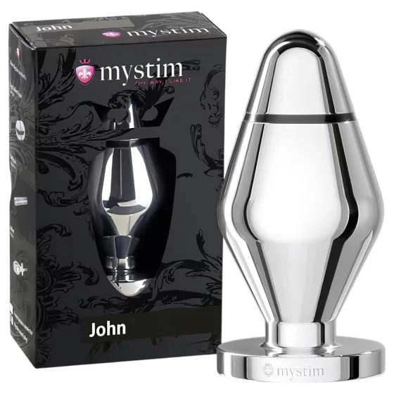 mystim Little John - elektro análny kolík - veľký - strieborný