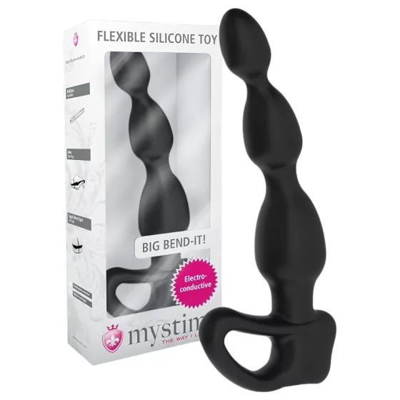 mystim Big Bend-it! - elektro análny dildo s guľkami - čierne