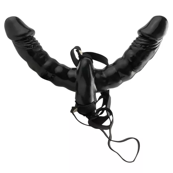 Fetish - dvojitý pripínací vibrátor - čierny