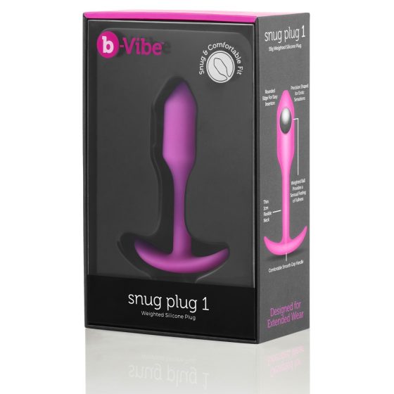 b-vibe Snug Plug 1 - análne dildo s vnútornou váhou (55g) - ružové