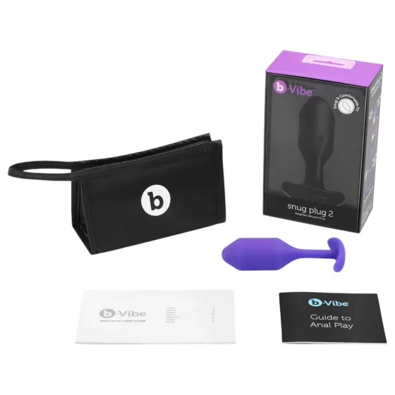 b-Vibe Snug Plug 2 - dvojitá guľôčková análna zátka (114 g, fialová)