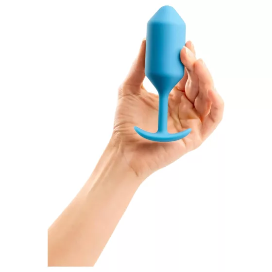 b-Vibe Snug Plug 3 - dvojitý guličkový análny kolík (180 g, modrý)
