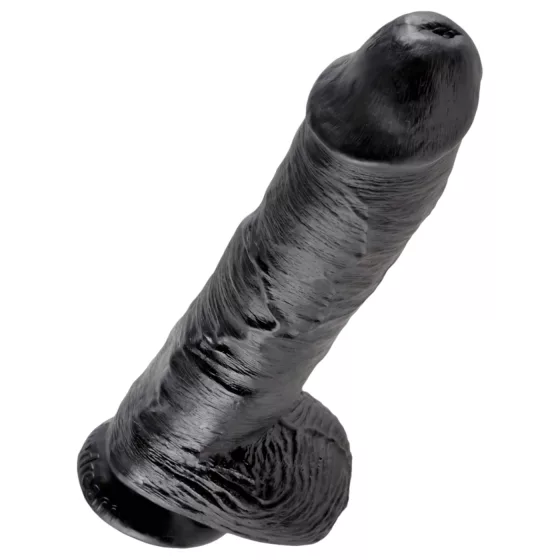 King Cock - realistický dildó s semenníkmi - 25 cm - čierny