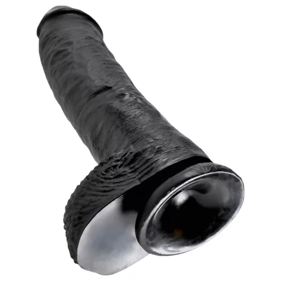 King Cock - realistický dildó s semenníkmi - 25 cm - čierny