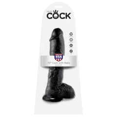   King Cock - realistický dildó s semenníkmi - 25 cm - čierny