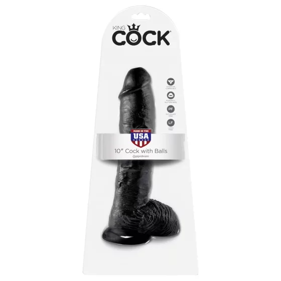 King Cock - realistický dildó s semenníkmi - 25 cm - čierny