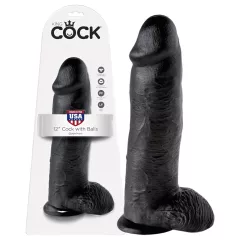 King Cock - realistický dildó s guľami - 30 cm - čierny