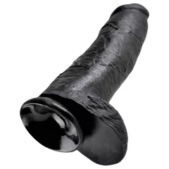 King Cock - realistický dildó s guľami - 30 cm - čierny