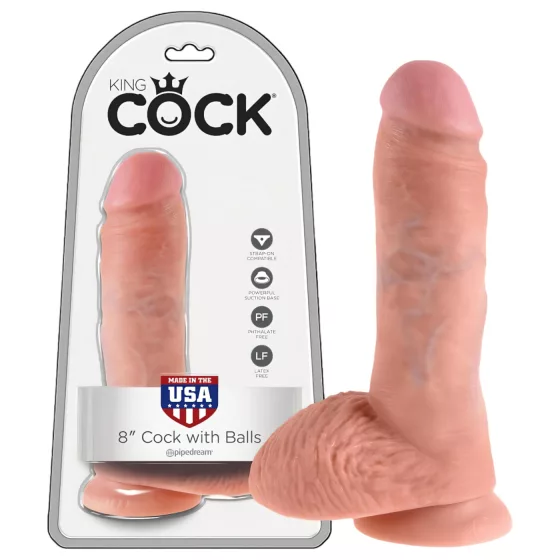 King Cock - dildo s semenníkmi - 20 cm - naturálny